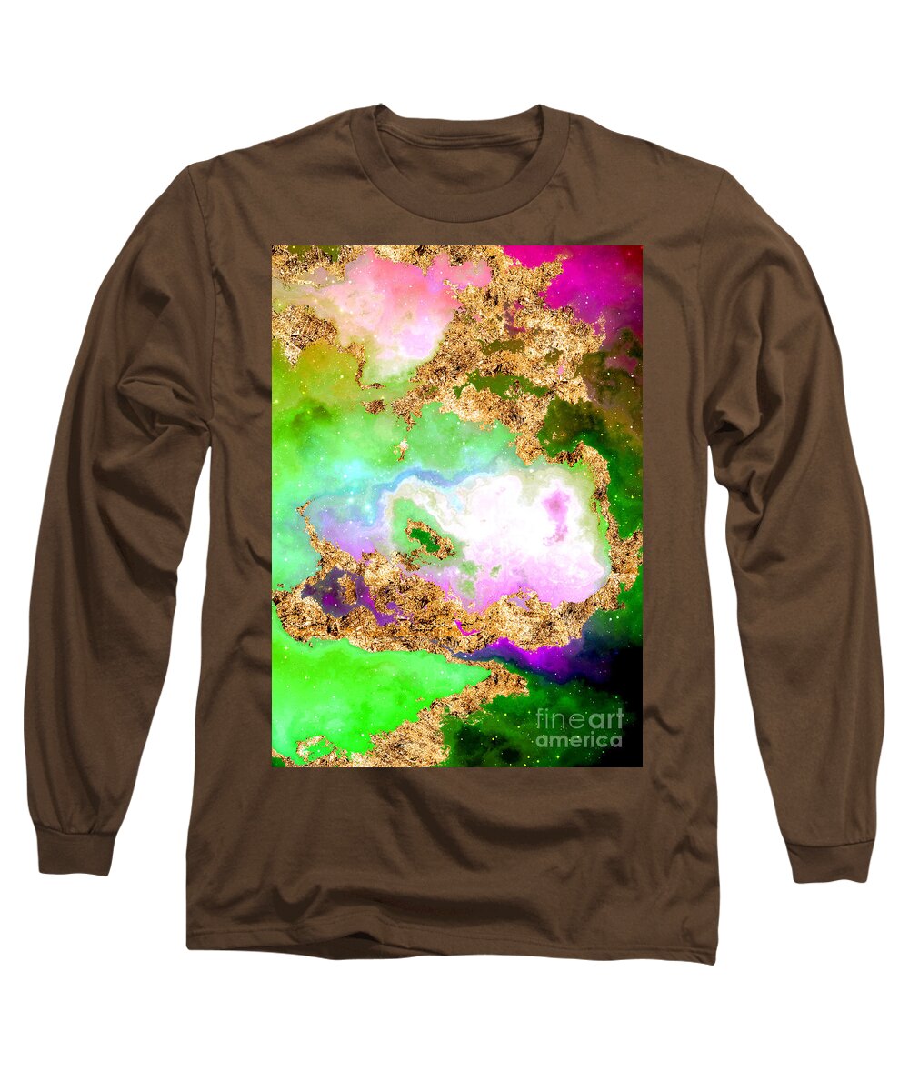 Holyrockarts Long Sleeve T-Shirt featuring the mixed media 100 Starry Nebulas in Space Abstract Digital Painting 010 by Holy Rock Design