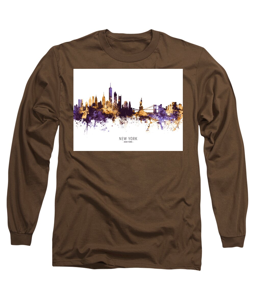 New York Long Sleeve T-Shirt featuring the digital art New York Skyline #51 by Michael Tompsett
