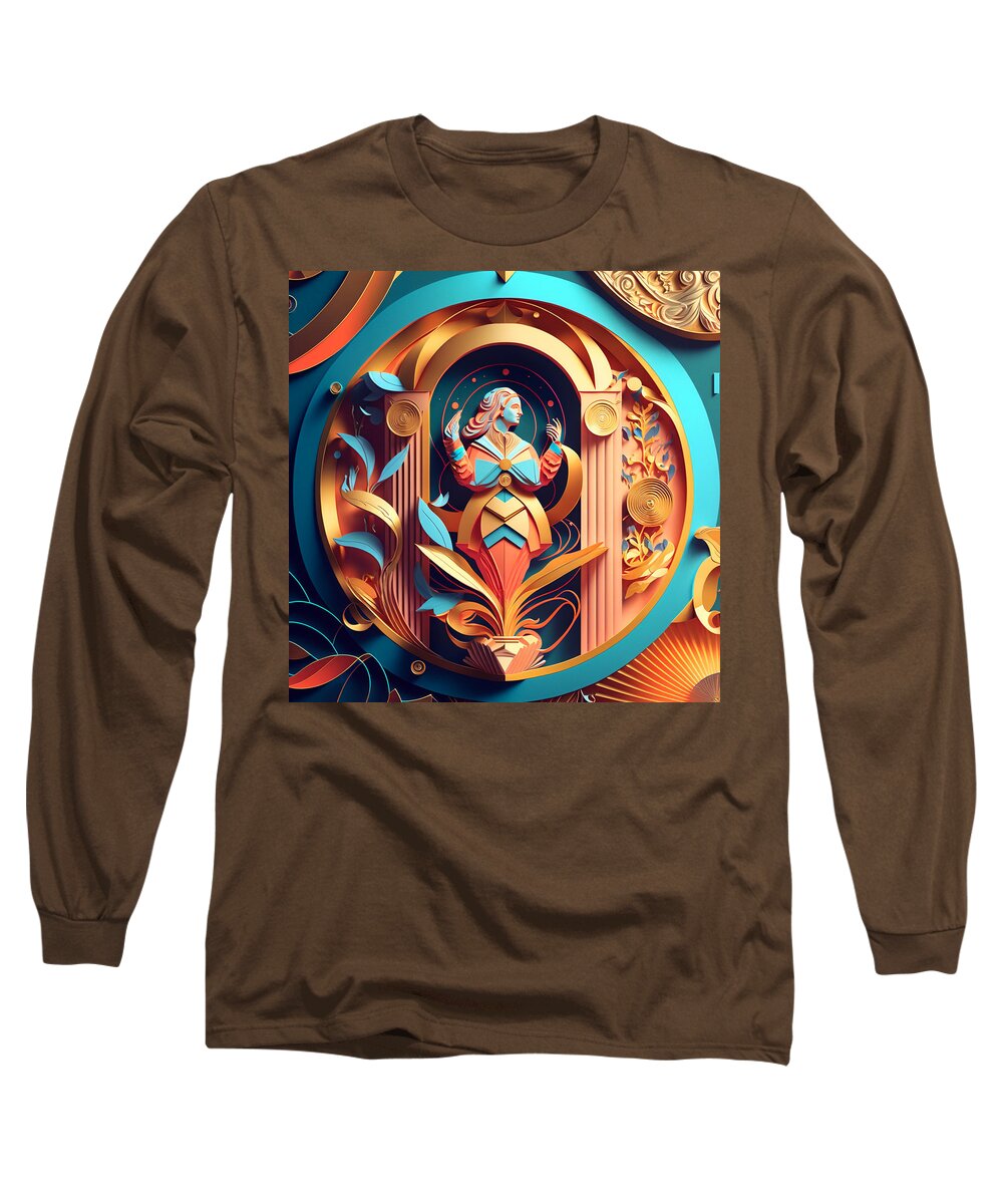 Paper Craft Long Sleeve T-Shirt featuring the mixed media Alladdin's Lamp by Jay Schankman