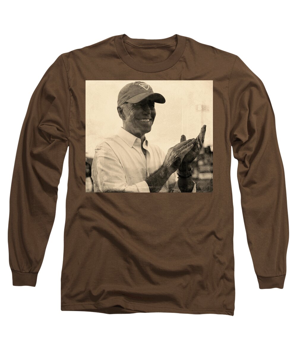 Ambrotype Photograph Of President Of The United States Joe Biden By Gage Skidmore Long Sleeve T-Shirt featuring the photograph Ambrotype photograph of President of the United States Joe Biden by Gage Skidmore by Celestial Images