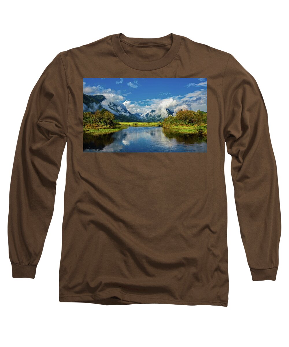 Alex Lyubar Long Sleeve T-Shirt featuring the photograph Autumn morning in a mountain valley by Alex Lyubar