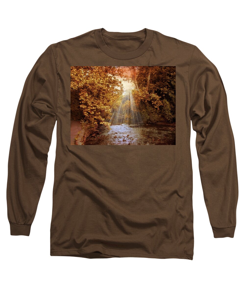 Autumn Long Sleeve T-Shirt featuring the photograph Autumn River Light by Jessica Jenney