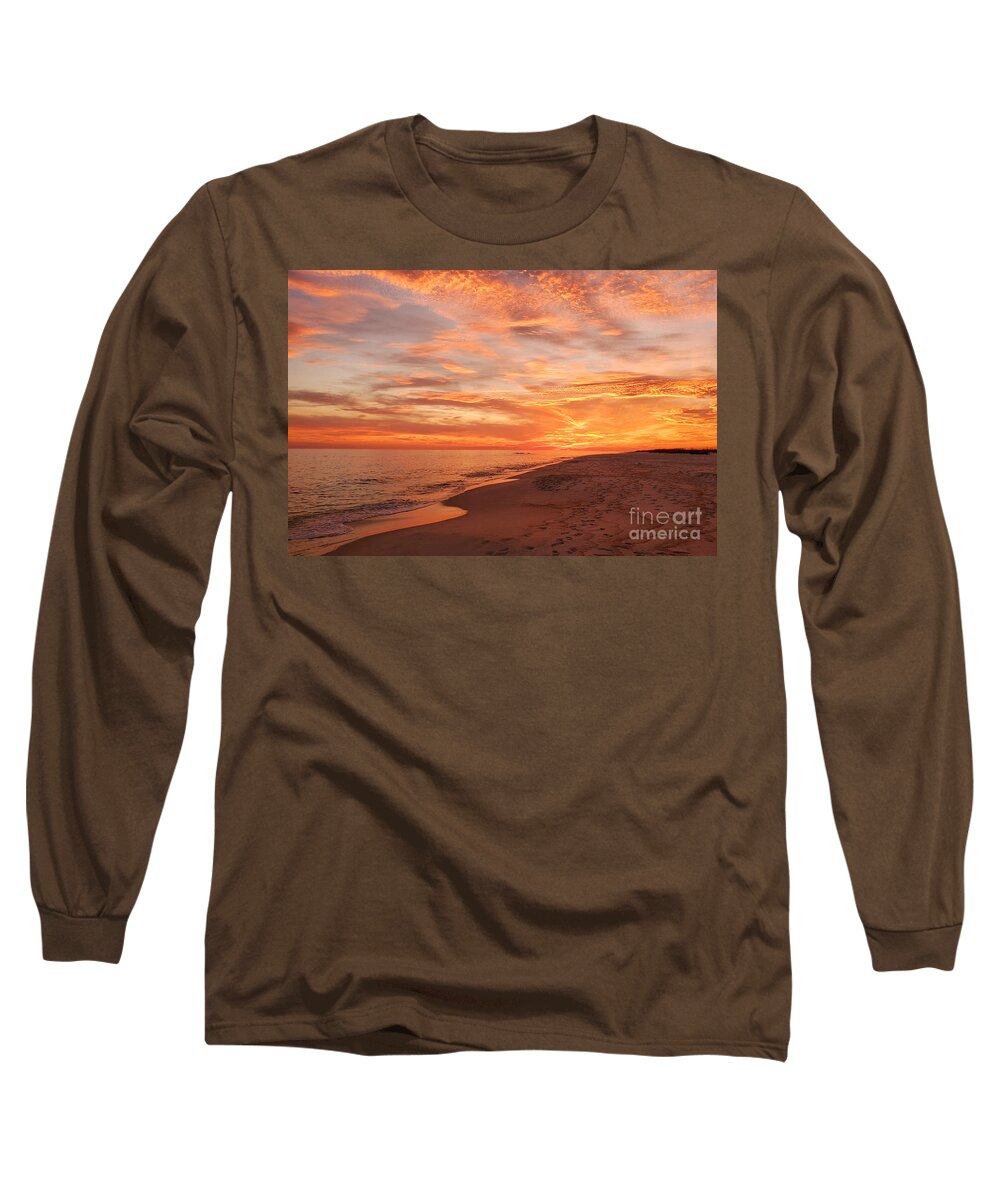 Sun Long Sleeve T-Shirt featuring the photograph Beach Sunset Skies, Perdido Key, Florida by Beachtown Views