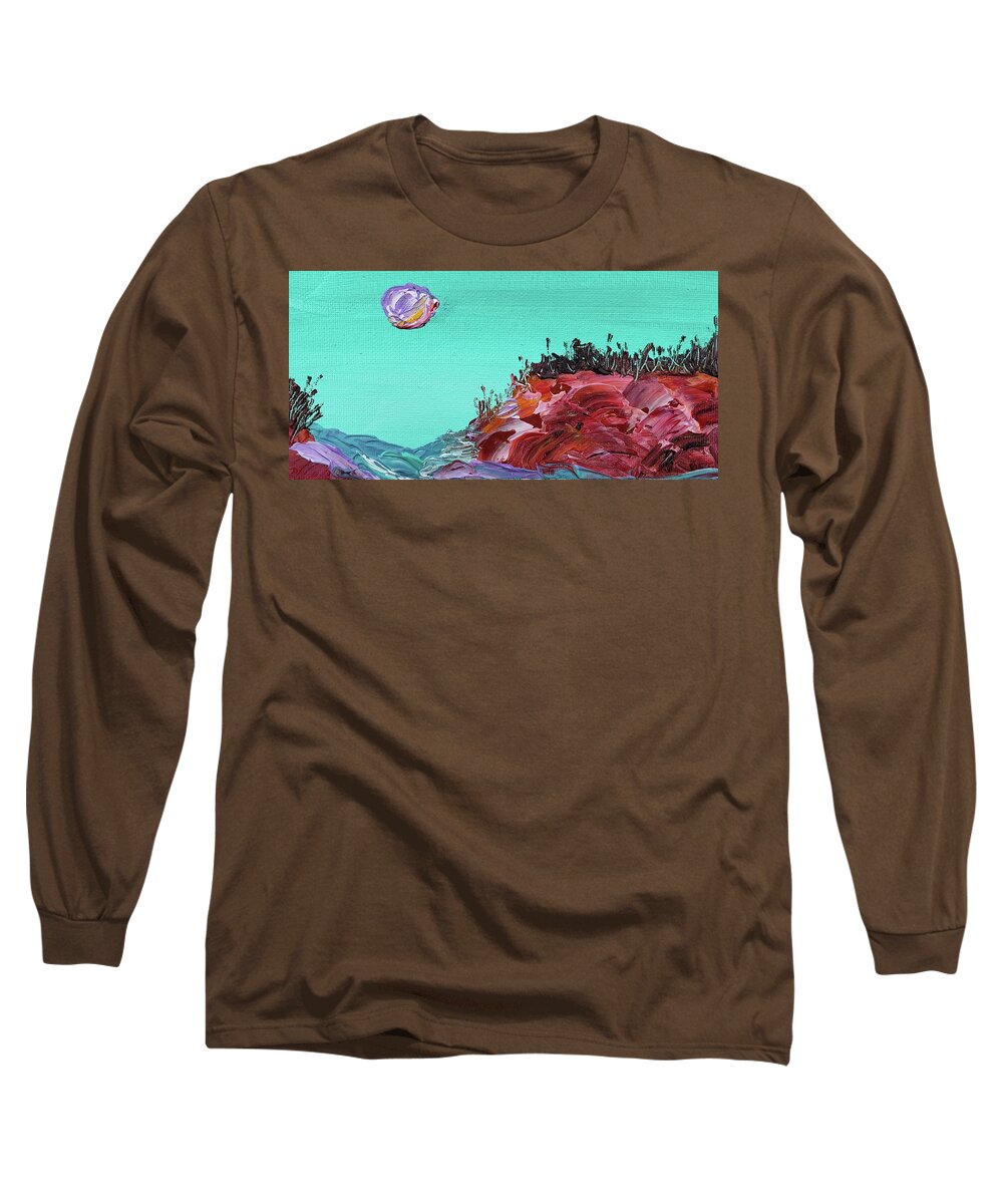 Landscape Long Sleeve T-Shirt featuring the painting Below Jupiter's Storm by Ashley Wright