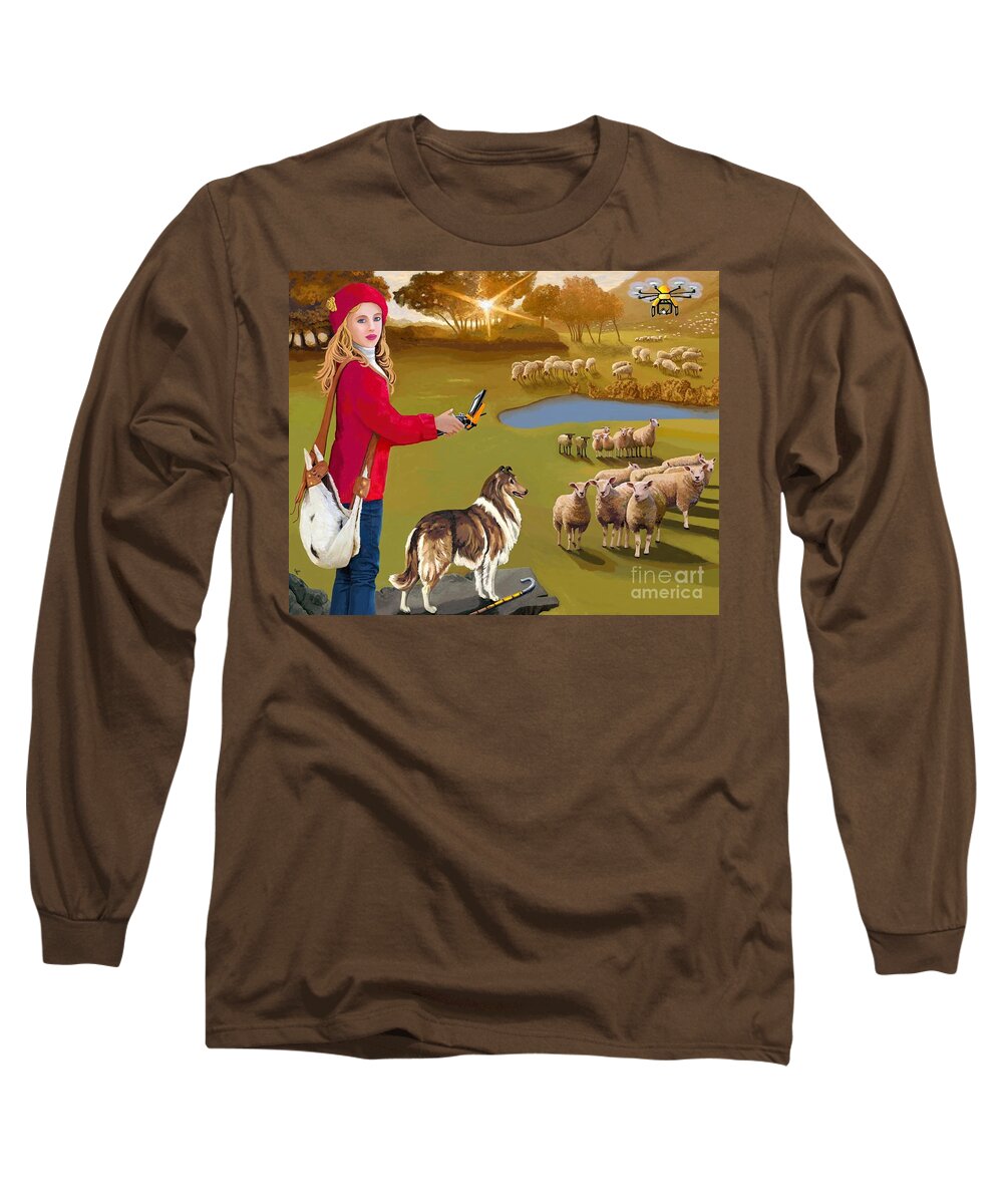 Books Long Sleeve T-Shirt featuring the painting Bo Peep Dream by Jackie Case