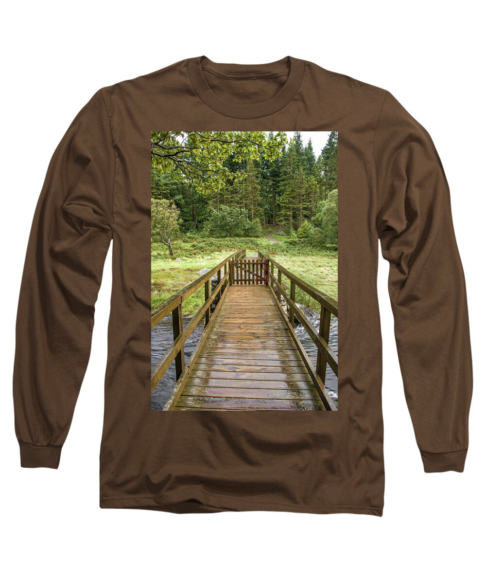 Llyn Mymbyr Long Sleeve T-Shirt featuring the photograph Bridge to nowhere by Average Images