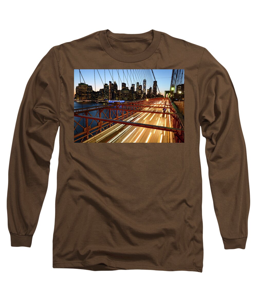 Brooklyn Long Sleeve T-Shirt featuring the photograph Last Exit, Brooklyn - Brooklyn Bridge, New York City by Earth And Spirit