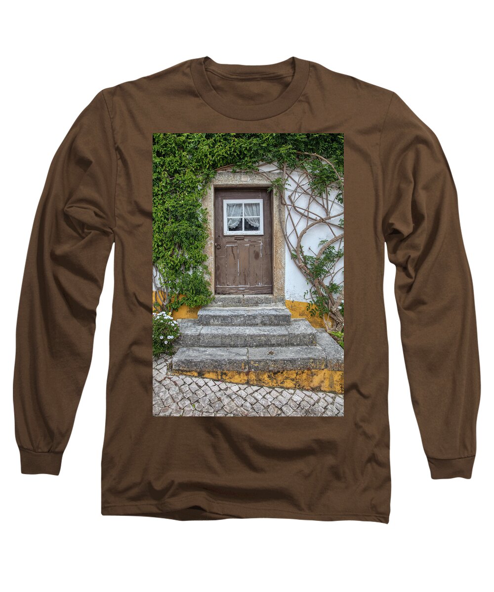 Culture Long Sleeve T-Shirt featuring the photograph Brown Door of Medieval Portugal by David Letts
