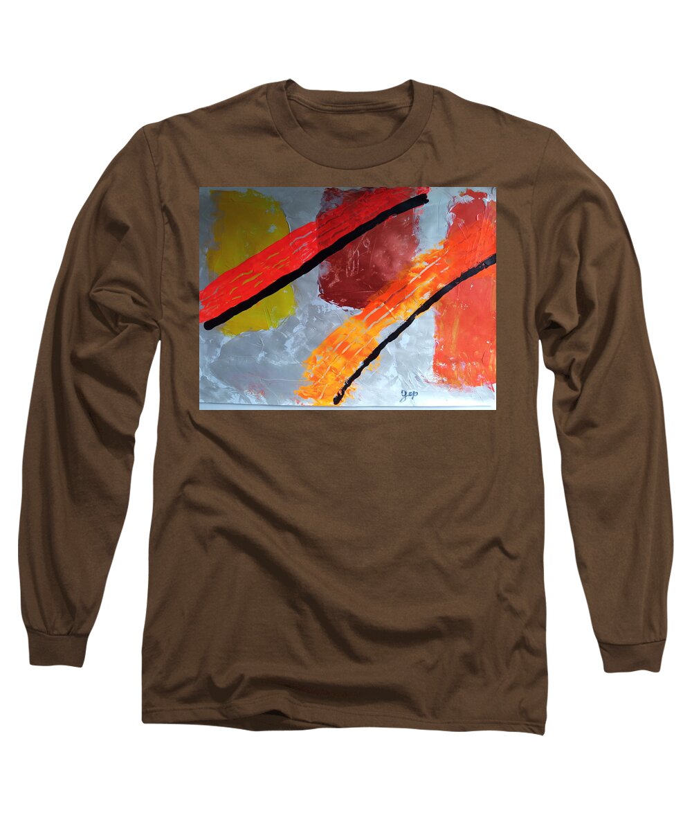 Homage To Lucio Fontana Long Sleeve T-Shirt featuring the painting Caos54LFont by Giuseppe Monti