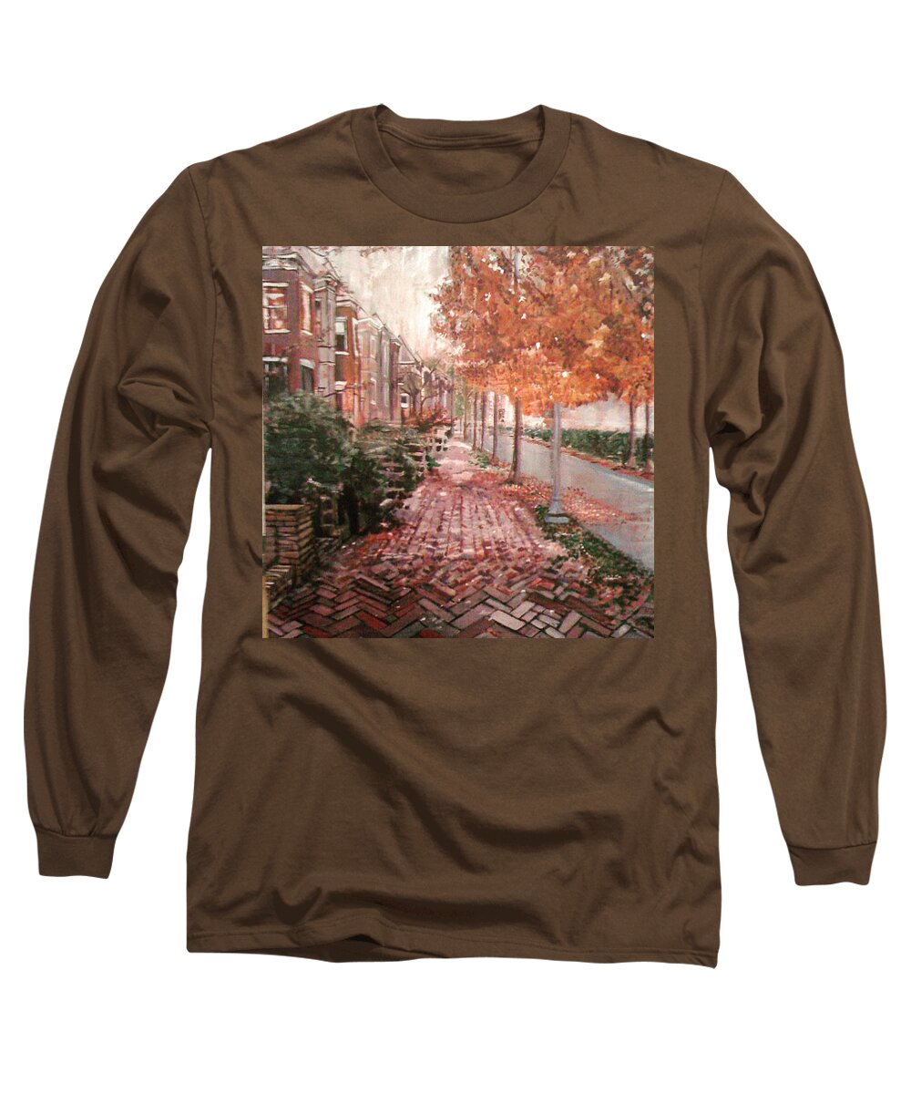 City Long Sleeve T-Shirt featuring the painting Capitol Hill by Try Cheatham