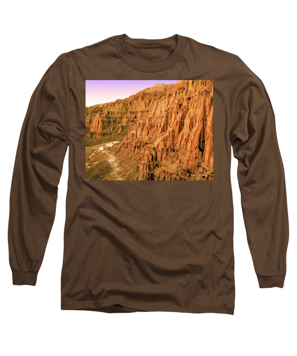 Canyon Long Sleeve T-Shirt featuring the photograph Cathedral Gorge trail by Randy Bradley