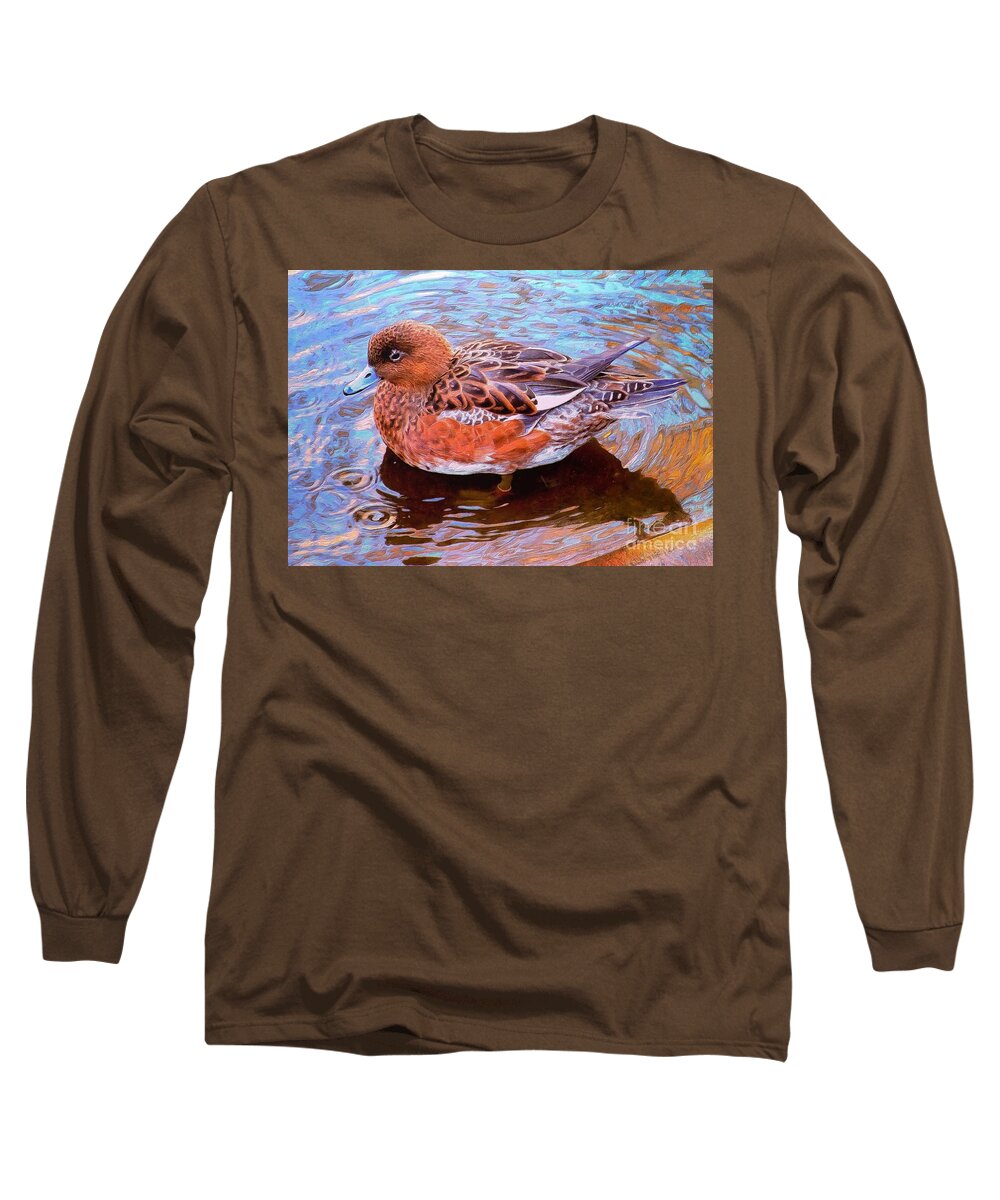 Duck Long Sleeve T-Shirt featuring the photograph Cinammon Teal Hen Portrait by Sea Change Vibes