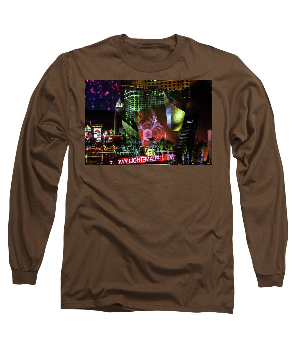 Vegas Long Sleeve T-Shirt featuring the photograph City Center Reflections by Linda Villers