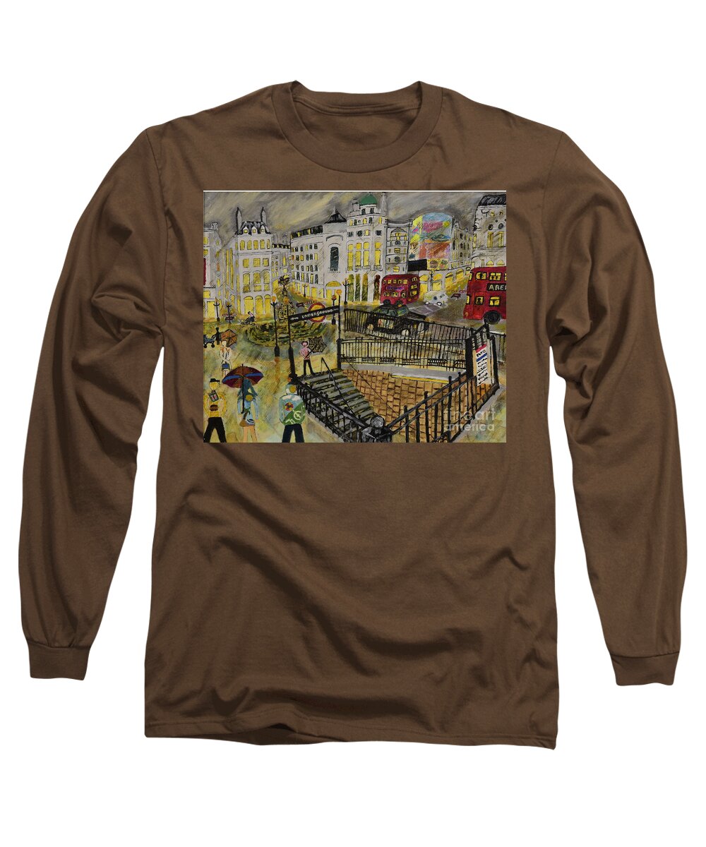Contemporary Long Sleeve T-Shirt featuring the painting Desires in a Piccadilly by David Westwood
