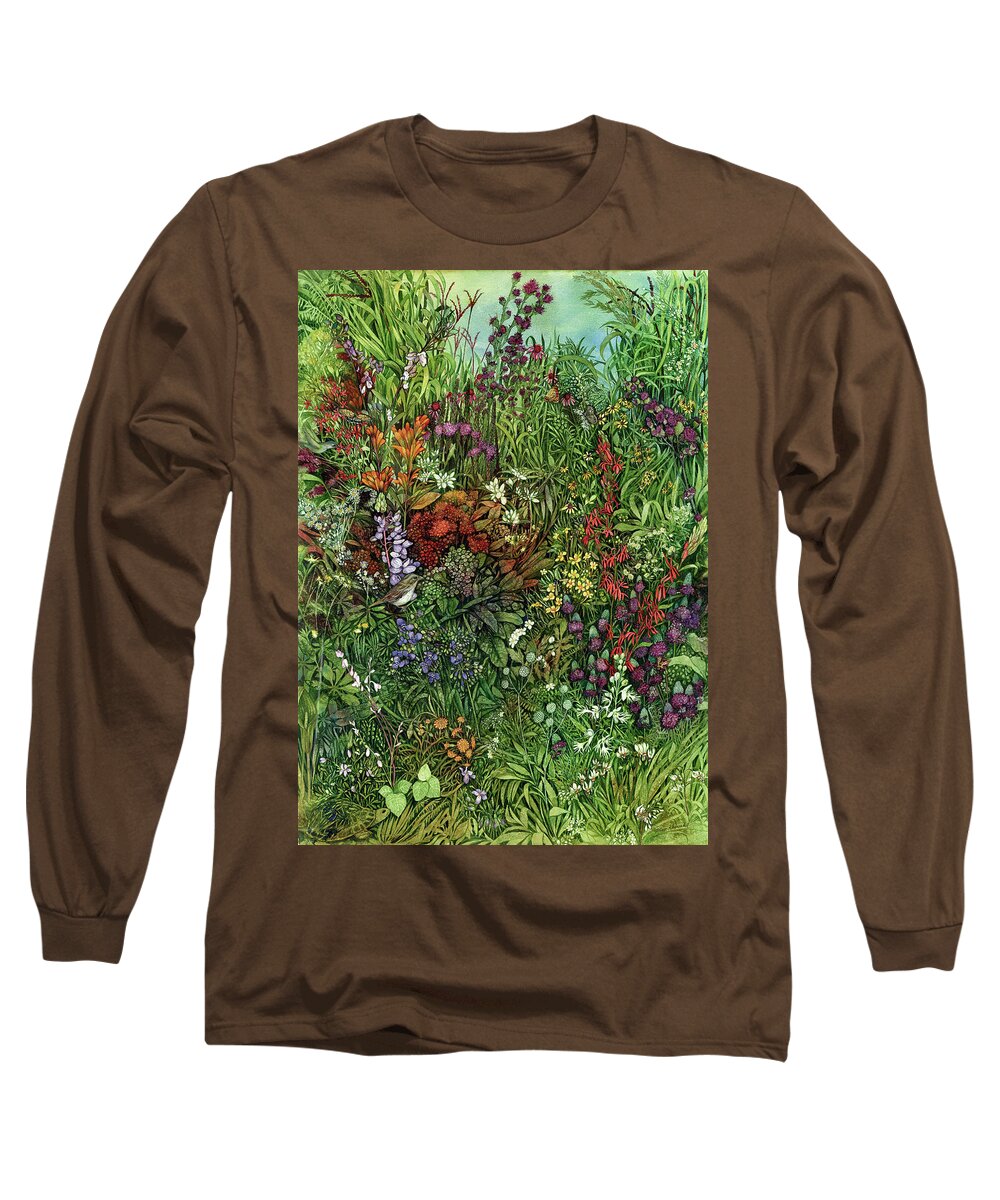 Floral Long Sleeve T-Shirt featuring the painting Disappearing Prairies II by Helen Klebesadel