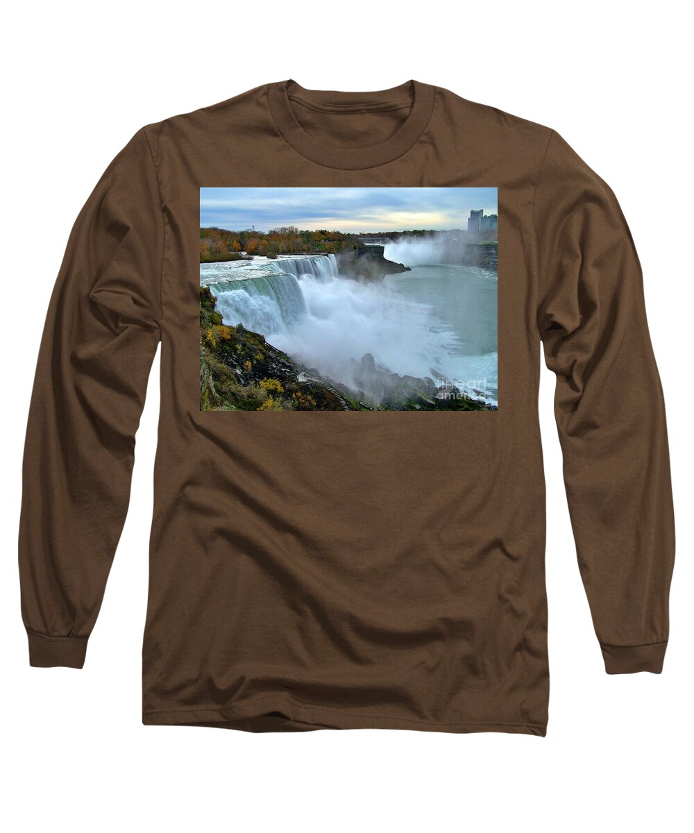 Niagara Falls Long Sleeve T-Shirt featuring the photograph Fall day at the Falls by Yvonne M Smith