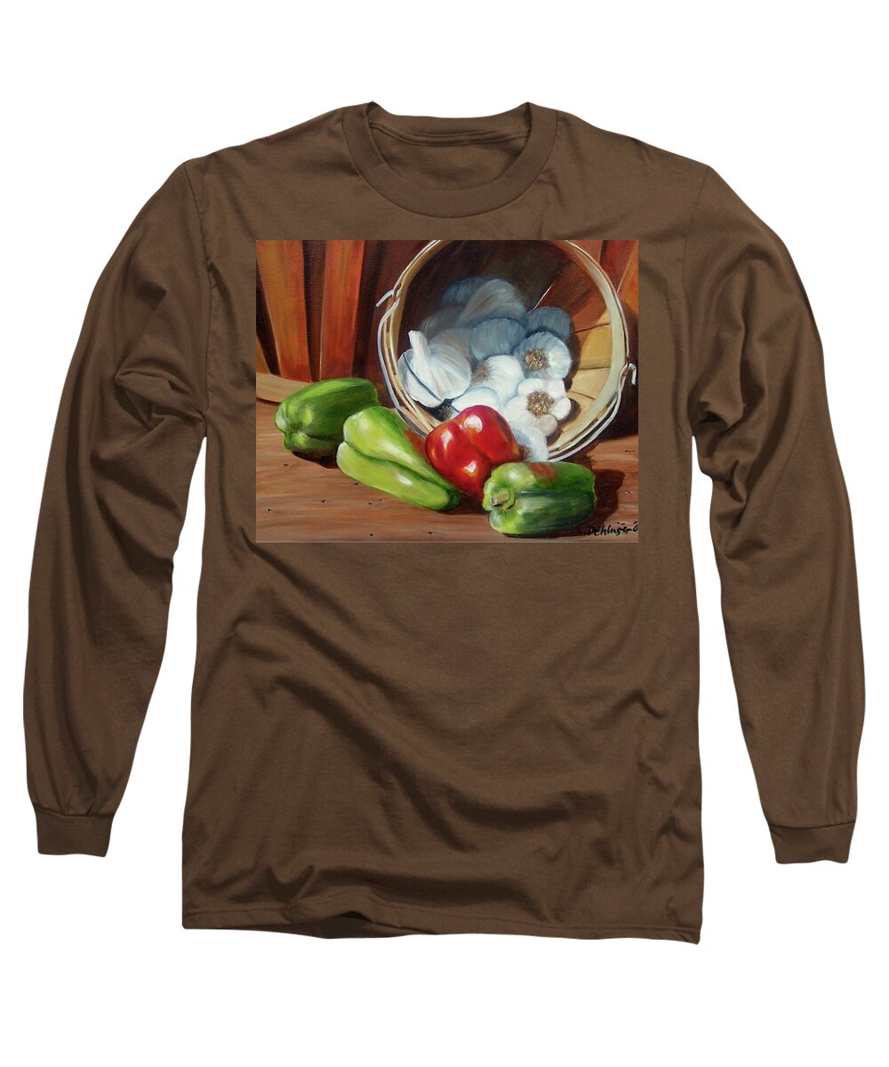 Peppers Long Sleeve T-Shirt featuring the painting Farmers Market by Susan Dehlinger
