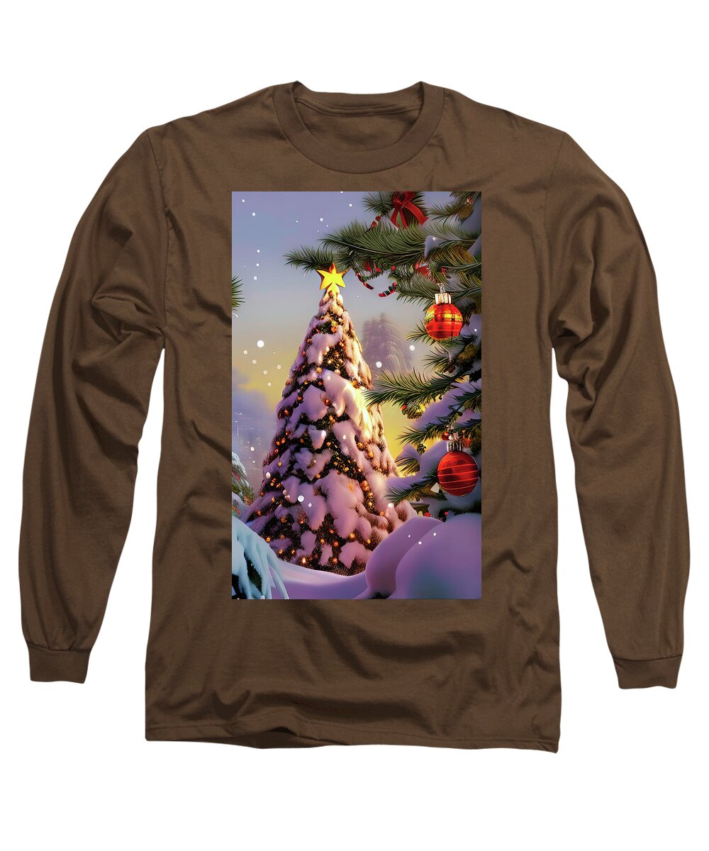 Christmas Long Sleeve T-Shirt featuring the digital art Festive Christmas Tree by Darren White