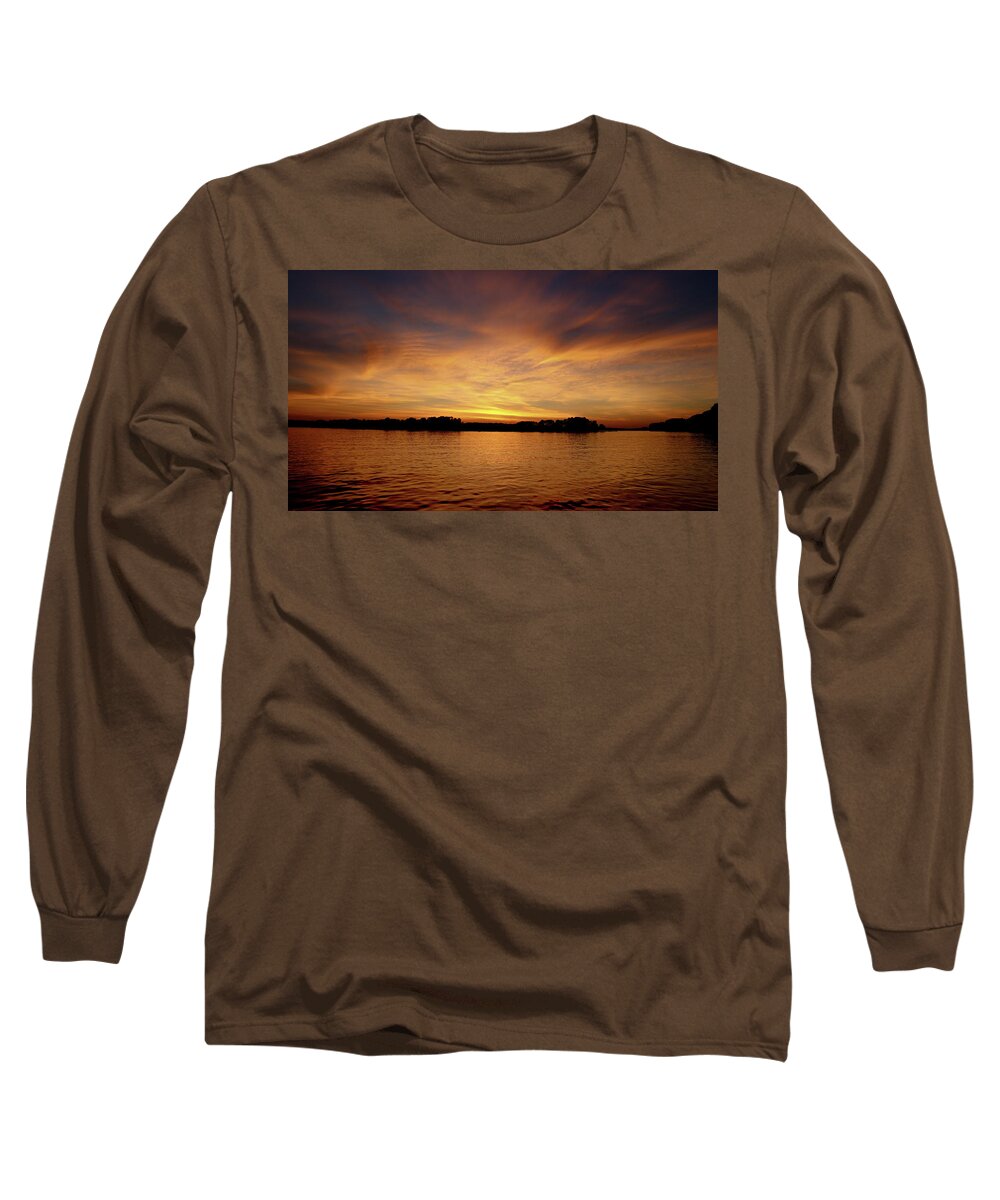 Evening Long Sleeve T-Shirt featuring the photograph Fire Clouds The Yellow by Ed Williams