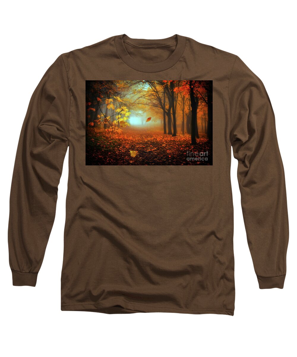 Fall Long Sleeve T-Shirt featuring the digital art First Leaves by Jacky Gerritsen