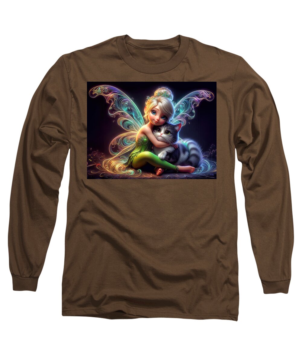 Fairy Long Sleeve T-Shirt featuring the digital art Glimmering Companionship by Bill And Linda Tiepelman