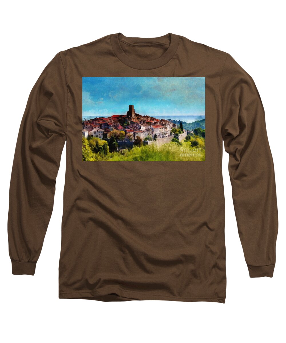 Grasse Long Sleeve T-Shirt featuring the digital art Grasse, French Riviera by Jerzy Czyz
