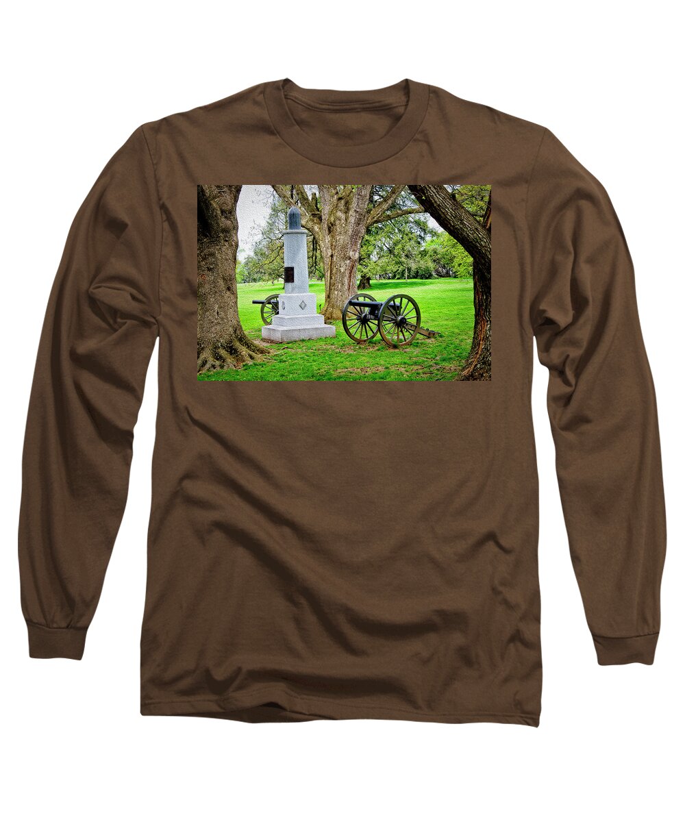 Photo Long Sleeve T-Shirt featuring the photograph Guarding the Grave - Textured by Anthony M Davis