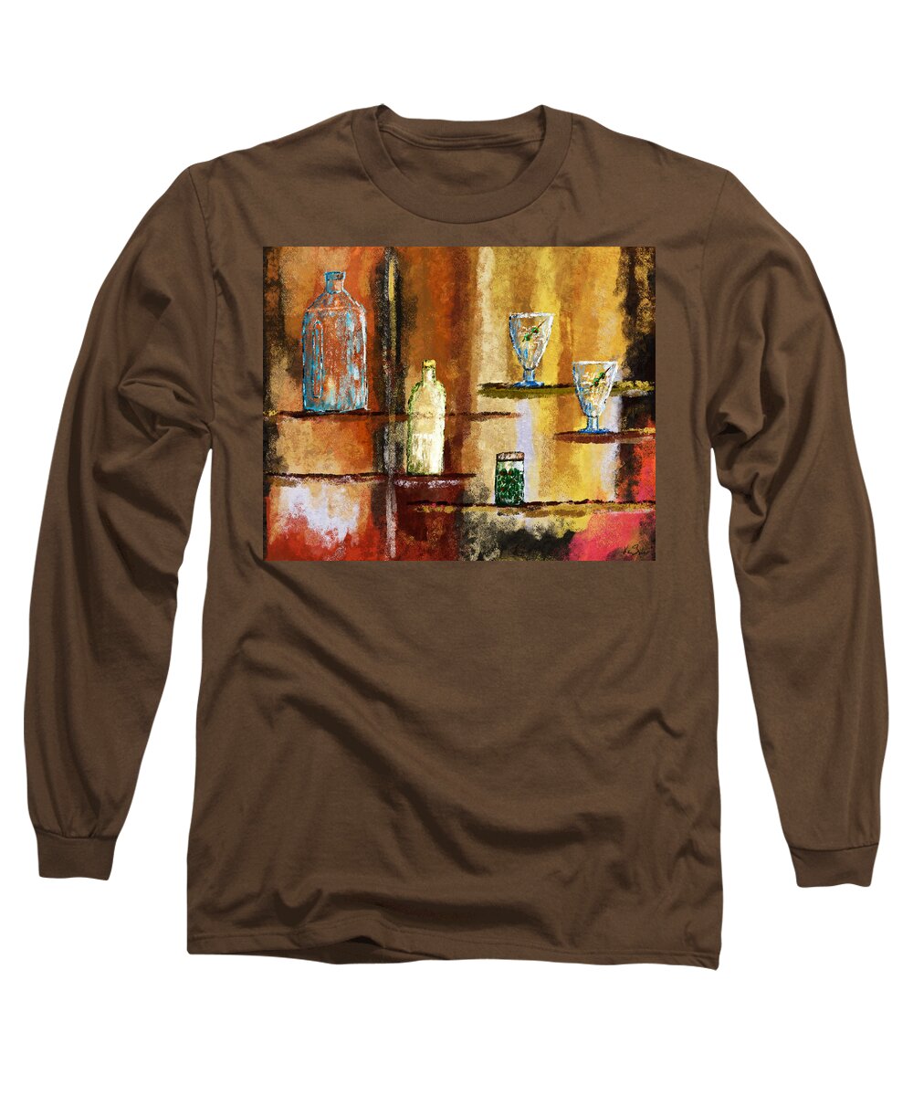 Gin Long Sleeve T-Shirt featuring the digital art Happy Hour by Ken Taylor