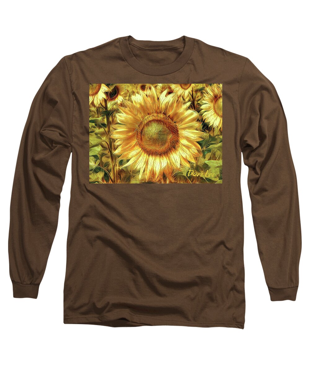 Sunflower Long Sleeve T-Shirt featuring the digital art Kissed by the Sun by Dave Lee