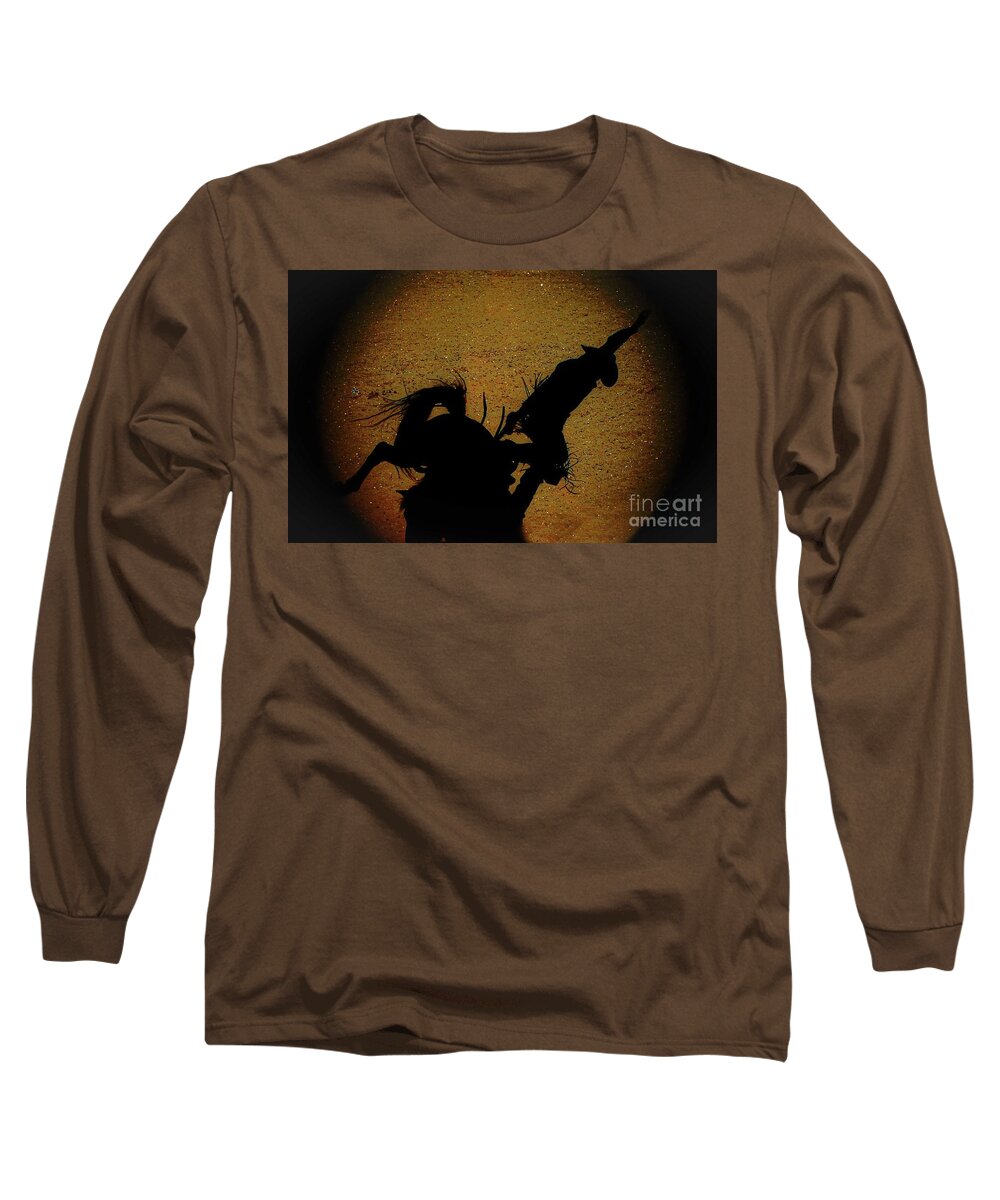 Bucking Bronc Long Sleeve T-Shirt featuring the digital art Let's Rodeo by Patti Powers