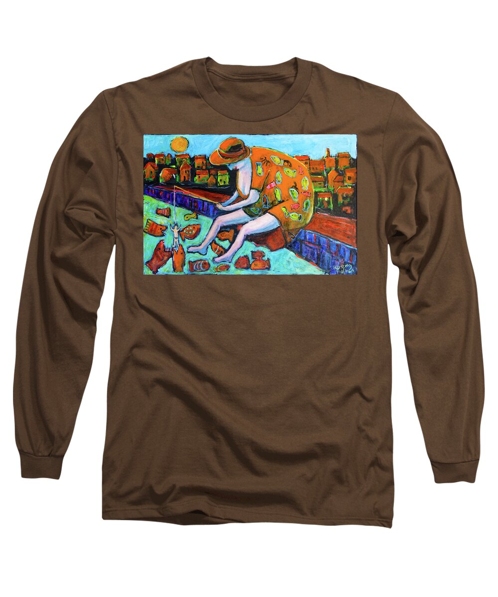 Colorful Long Sleeve T-Shirt featuring the painting Live bait too by Jeremy Holton