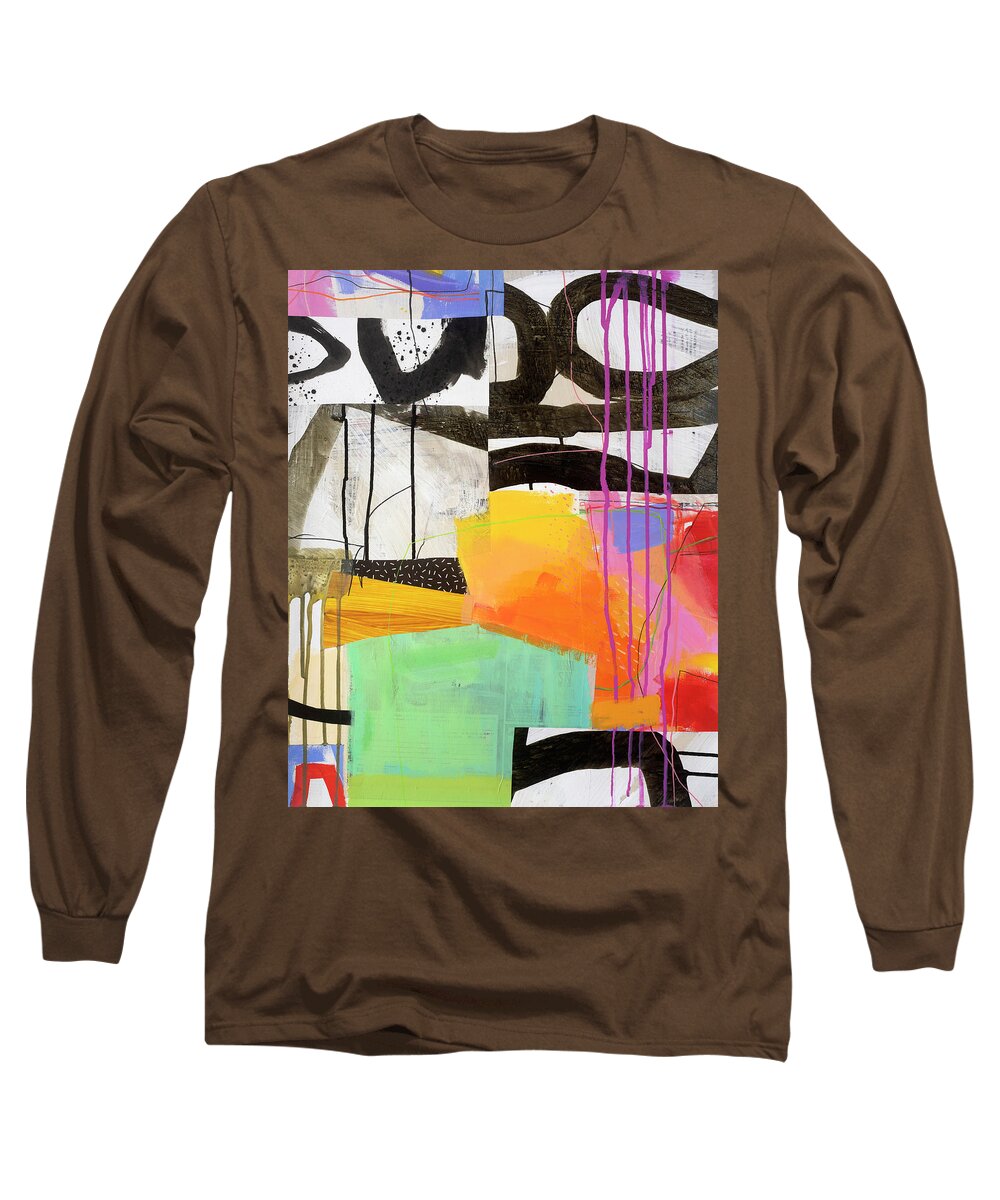 Abstract Art Long Sleeve T-Shirt featuring the painting Look on the Bright Side #3 by Jane Davies