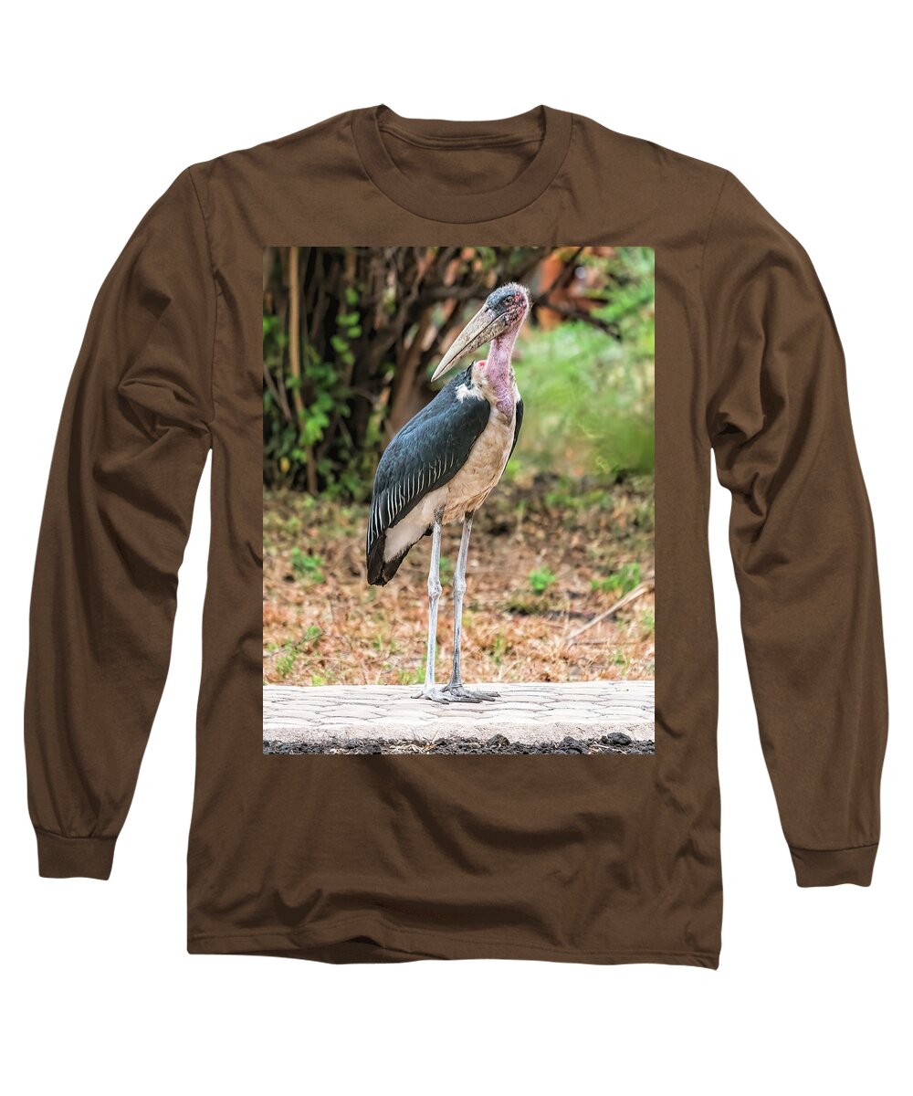 Africa Long Sleeve T-Shirt featuring the photograph Marabou Stork 2 in Tanzania by Betty Eich