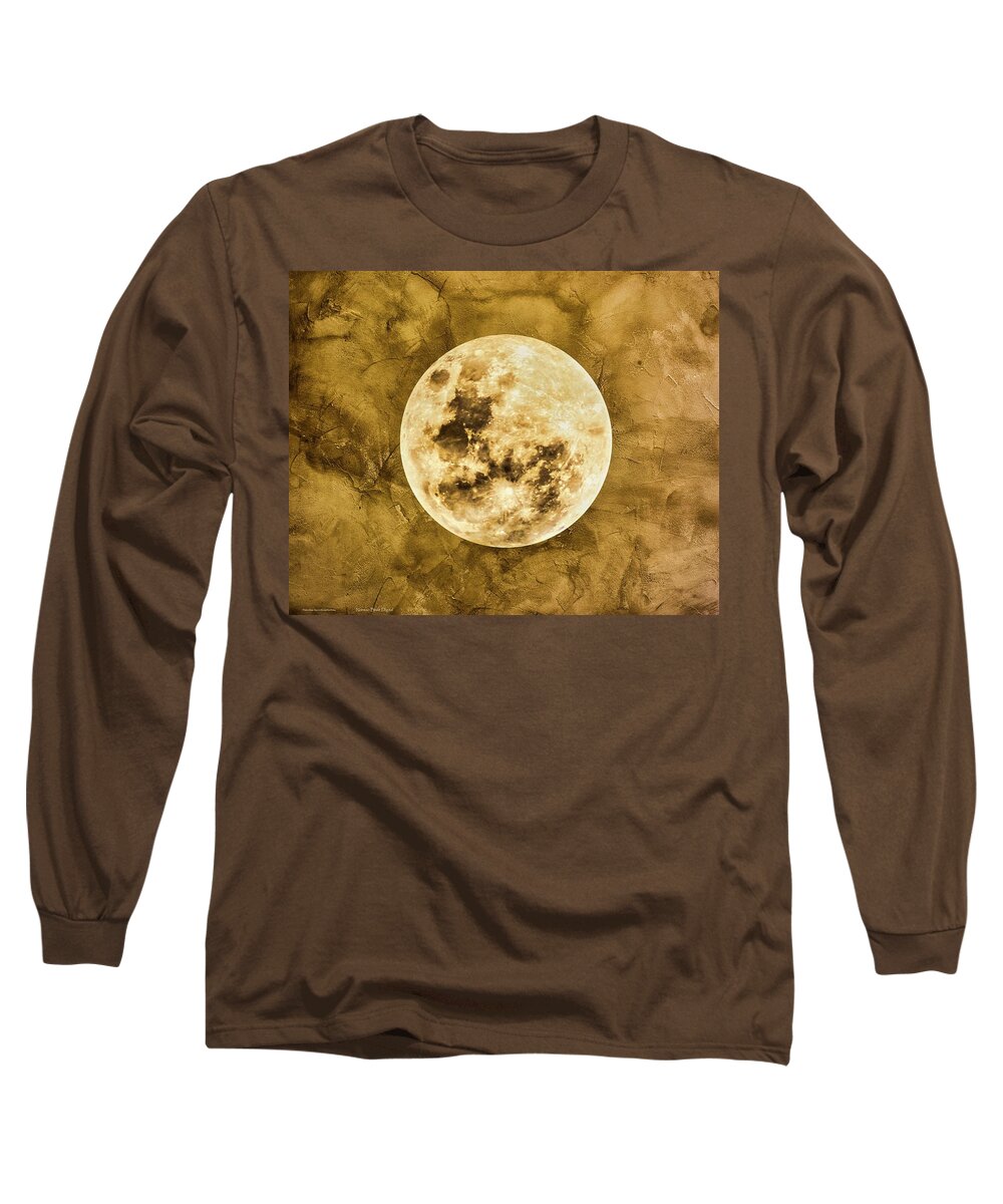 Moon Long Sleeve T-Shirt featuring the digital art Marble Moon by Norman Brule