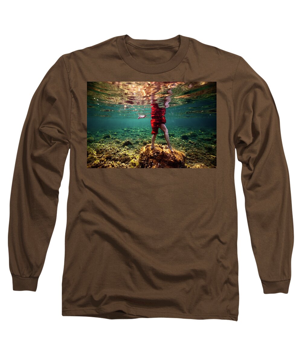 Underwater Long Sleeve T-Shirt featuring the photograph Mermaid Legs by Gemma Silvestre