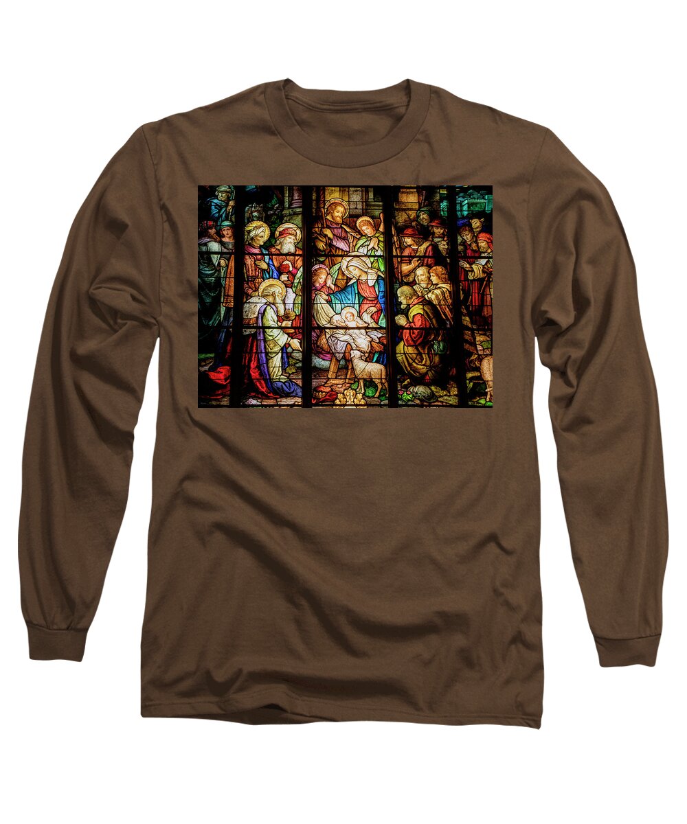 Baby Long Sleeve T-Shirt featuring the photograph Nativity Stained Glass by Teresa Wilson