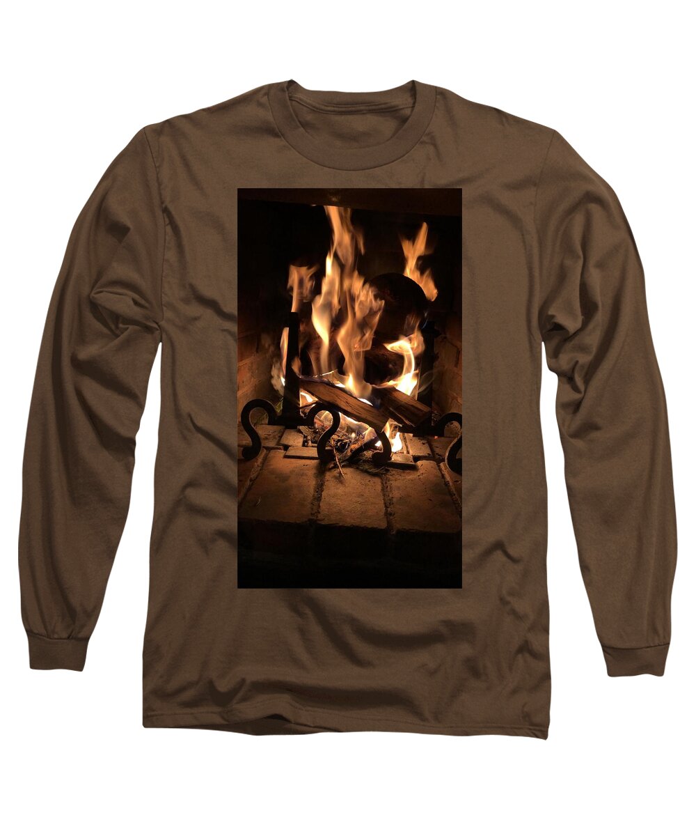 All Long Sleeve T-Shirt featuring the digital art Old Fire Place 1 KN23 by Art Inspirity