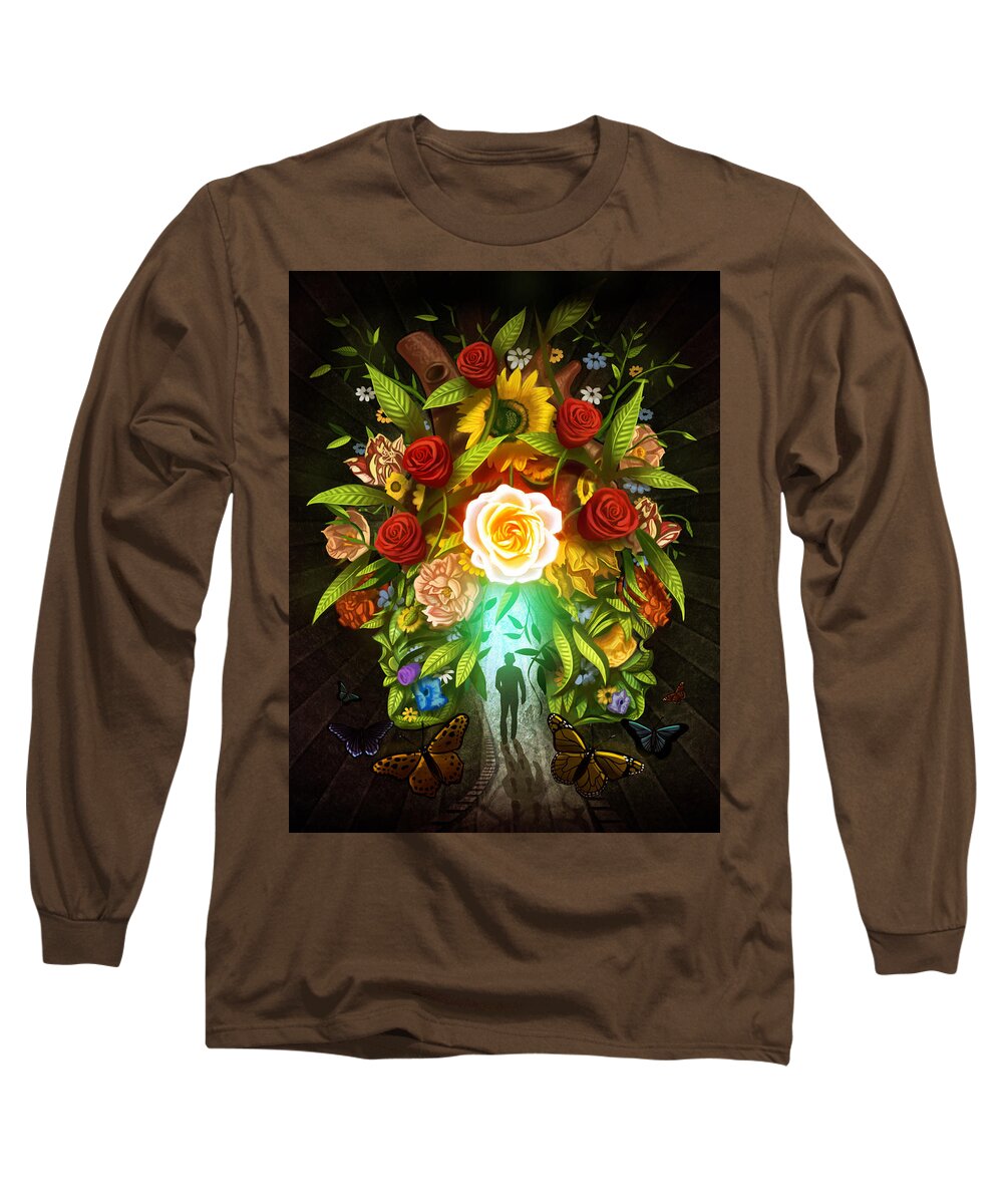 Paranormal Long Sleeve T-Shirt featuring the digital art One Heart that Beats for Two by Robert Ross