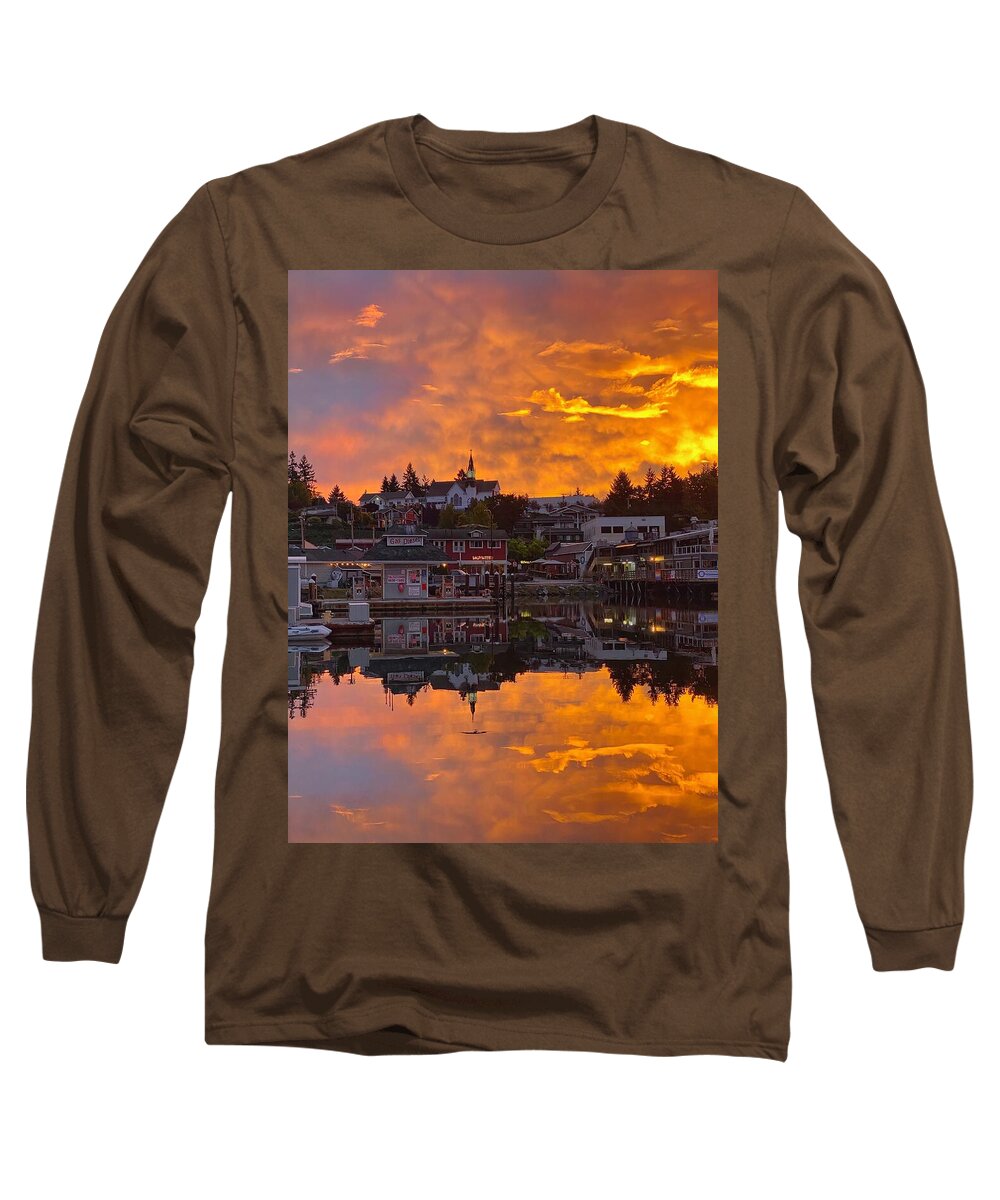 Sunrise Long Sleeve T-Shirt featuring the photograph Fire in the Sky by Jerry Abbott