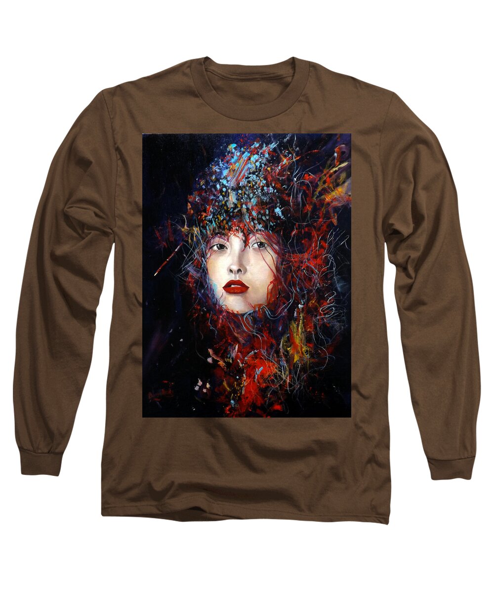 Female.impressionism Long Sleeve T-Shirt featuring the painting Passion by Barry BLAKE