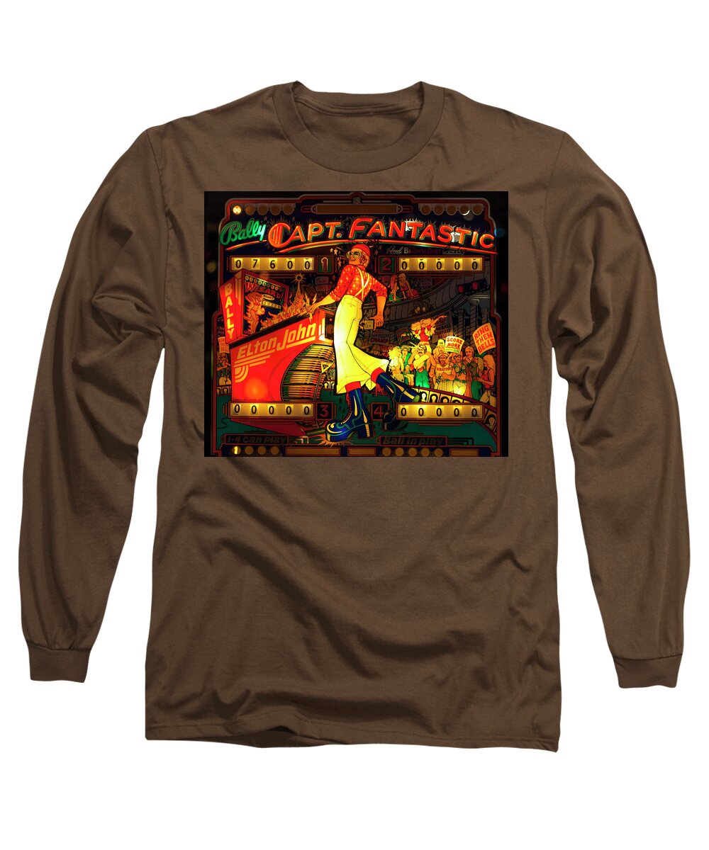 Terry D Photography Long Sleeve T-Shirt featuring the photograph Pinball Machine Capt Fantastic by Terry DeLuco