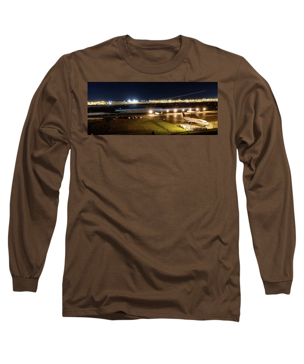 Planes Long Sleeve T-Shirt featuring the photograph Planes at night by Dmdcreative Photography