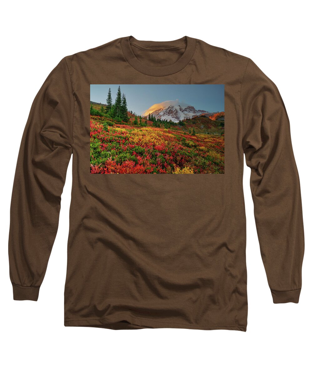 Mount Rainier National Park Long Sleeve T-Shirt featuring the photograph Rainier Fall Tapestry by Dan Mihai