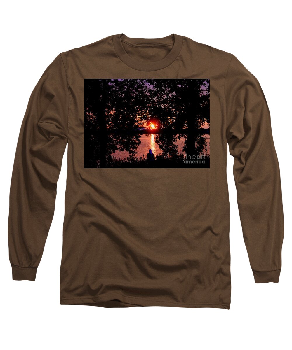Sunset Long Sleeve T-Shirt featuring the photograph Reflecting on Sunset Lake Quanapowitt by Lennie Malvone