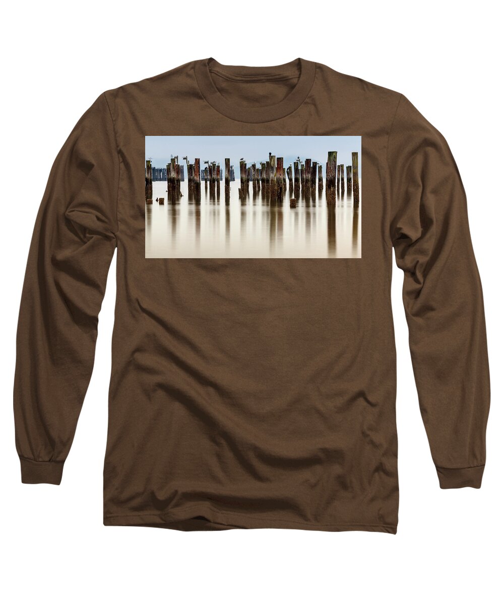 Ocean Long Sleeve T-Shirt featuring the photograph Remantents of Old Fish Cannery Dock by Tony Locke