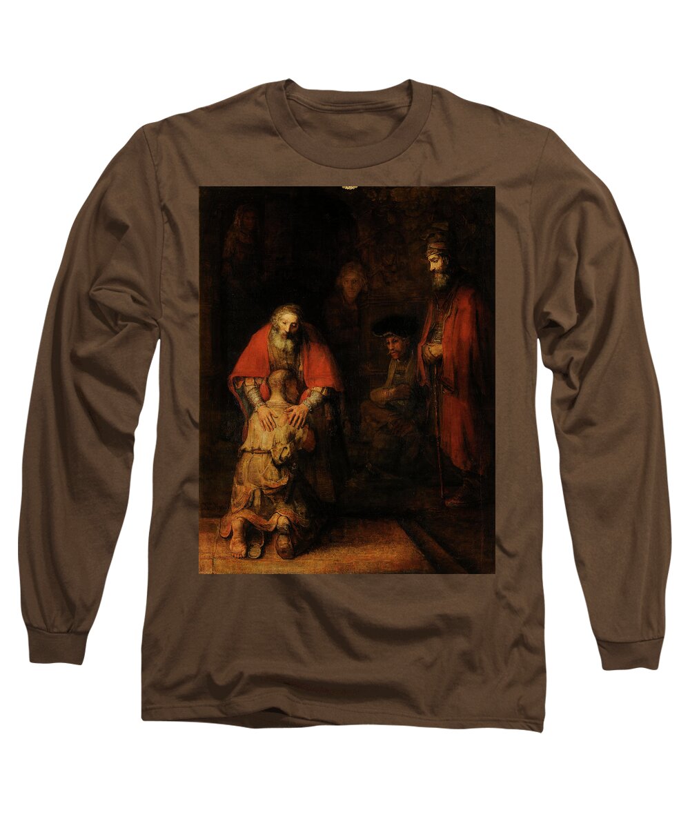 Rembrandt Long Sleeve T-Shirt featuring the painting Return Of The Prodigal Son by Troy Caperton