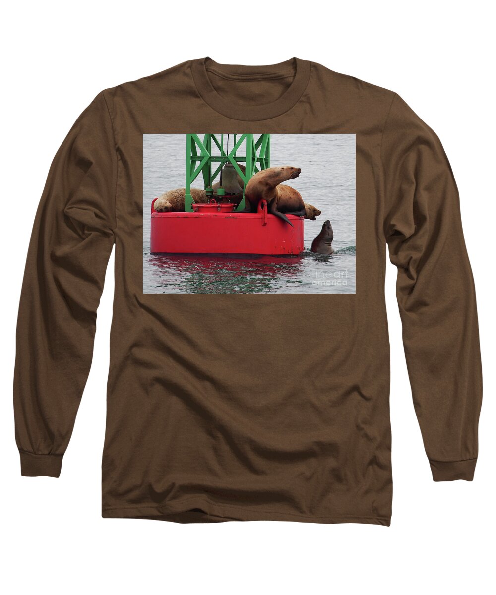 Sea Lions Long Sleeve T-Shirt featuring the photograph Sea Lions by Adrienne Franklin