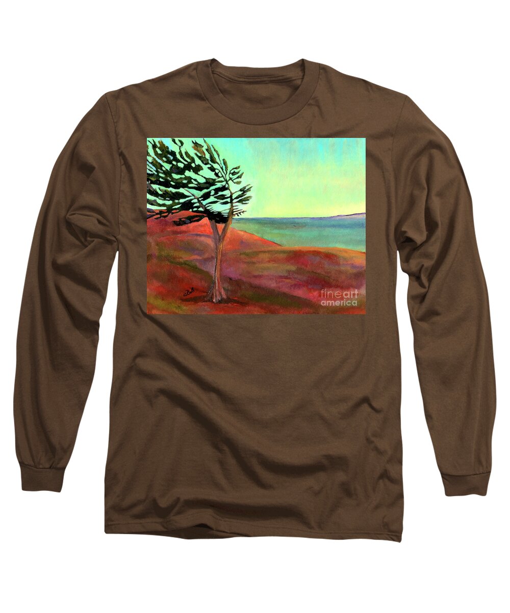 Tree Long Sleeve T-Shirt featuring the painting Solitary Pine by Claire Bull