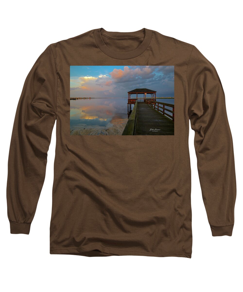Sunrise Long Sleeve T-Shirt featuring the photograph Somers Point Pier sunrise by John Loreaux