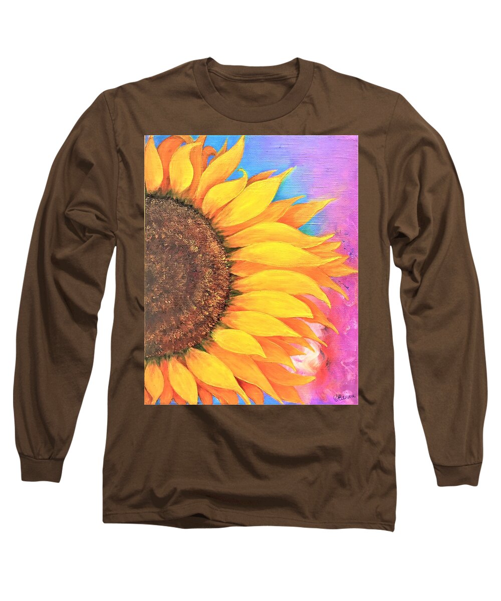 Sunflower Oil Painting Home Décor Wall Art Wall Décor Flowers Yellow Flowers Canvas Painting On Canvas Long Sleeve T-Shirt featuring the painting Sunflower by Tanya Harr